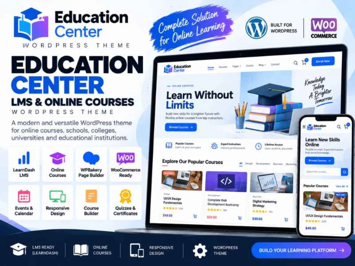 Education Center - Online Courses WordPress Theme